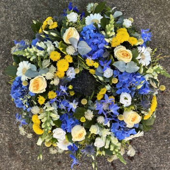 Colourful Funeral Wreath, Funeral Flowers Darlington